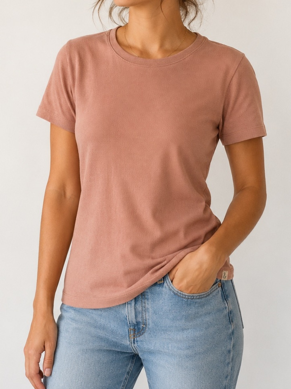 Yarn & Sea pink ribbed tee